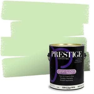 imagePRESTIGE Paints Exterior Paint and Primer In One 1Gallon Satin Comparable Match of Benjamin Moore Forest Hills GreenPine Sprigs
