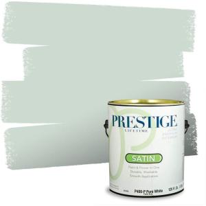 imagePRESTIGE Paints Exterior Paint and Primer In One 1Gallon Satin Comparable Match of Benjamin Moore Polished SlateColony Green