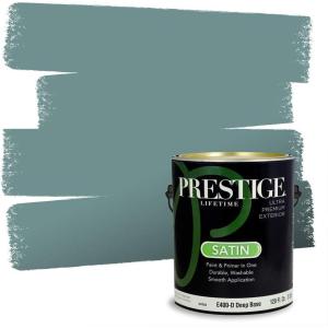 imagePRESTIGE Paints Exterior Paint and Primer In One 1Gallon Satin Comparable Match of Benjamin Moore Polished SlateFort Pierce Green