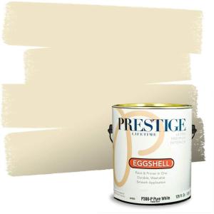 imagePRESTIGE Paints Interior Paint and Primer In One 1Gallon Eggshell Comparable Match of Benjamin Moore Almond BisqueNatural Beech