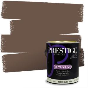 imagePRESTIGE Interior Paint and Primer in One Java Grounds Satin 1 GallonBurnt Chocolate