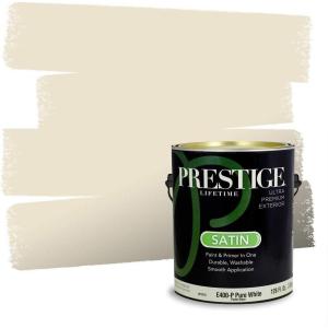 imagePRESTIGE Paints Exterior Paint and Primer In One 1Gallon Satin Comparable Match of Valspar La Fonda Ecru