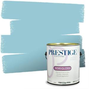 imagePRESTIGE Paints Interior Paint and Primer In One 1Gallon SemiGloss Comparable Match of Benjamin Moore Colonial BlueBlue Rapids