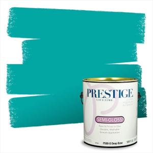 imagePRESTIGE Paints Interior Paint and Primer In One 1Gallon SemiGloss Comparable Match of Benjamin Moore Colonial BluePoseidon