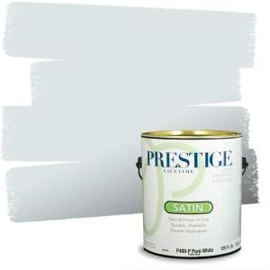 imagePRESTIGE Paints P400T1648BM Interior Paint and Primer In One Satin Comparable Match of Benjamin Moore 1 gallon Slate BlueLookout Point