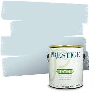 imagePRESTIGE Paints P400T1648BM Interior Paint and Primer In One Satin Comparable Match of Benjamin Moore 1 gallon Slate BluePolar Sky